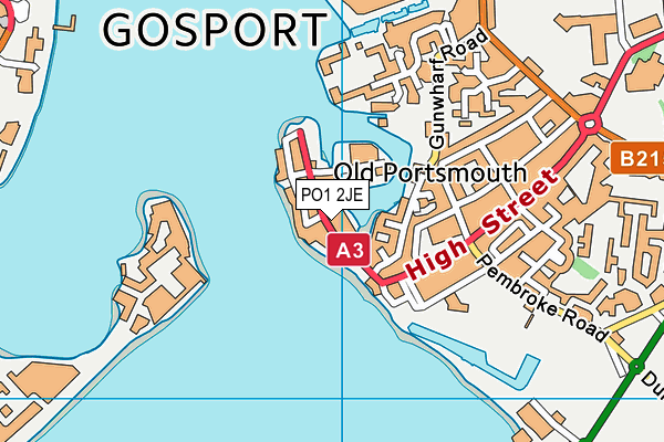PO1 2JE map - OS VectorMap District (Ordnance Survey) PO1 2JE map - OS VectorMap District (Ordnance Survey)