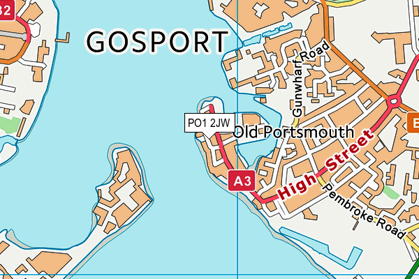 PO1 2JW map - OS VectorMap District (Ordnance Survey) PO1 2JW map - OS VectorMap District (Ordnance Survey)