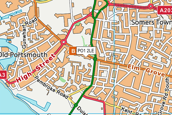 PO1 2LE map - OS VectorMap District (Ordnance Survey) PO1 2LE map - OS VectorMap District (Ordnance Survey)