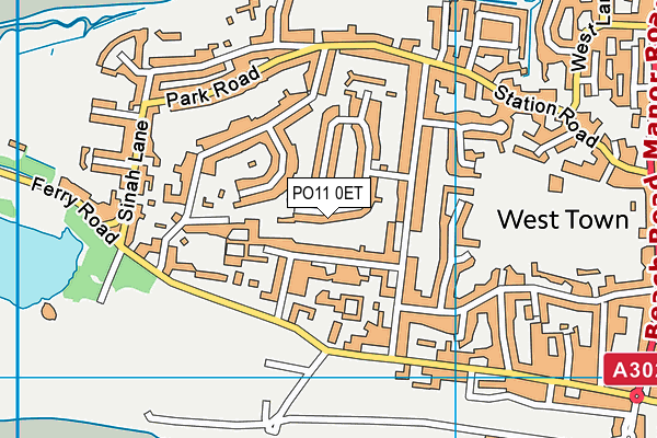 PO11 0ET map - OS VectorMap District (Ordnance Survey) PO11 0ET map - OS VectorMap District (Ordnance Survey)