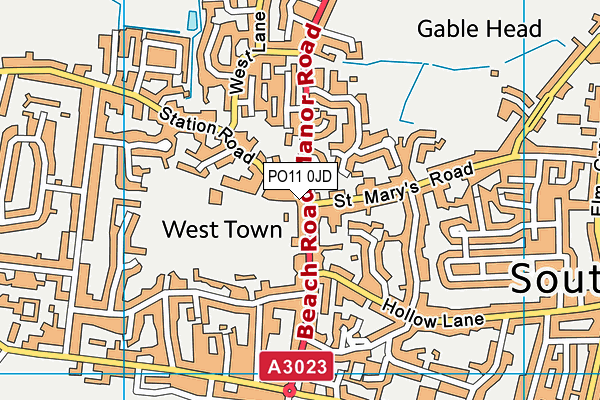 PO11 0JD map - OS VectorMap District (Ordnance Survey) PO11 0JD map - OS VectorMap District (Ordnance Survey)