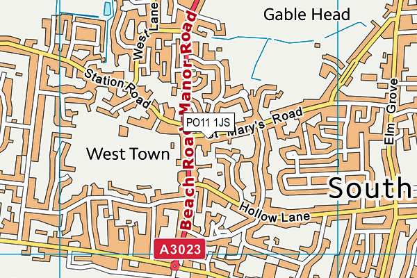 PO11 1JS map - OS VectorMap District (Ordnance Survey) PO11 1JS map - OS VectorMap District (Ordnance Survey)