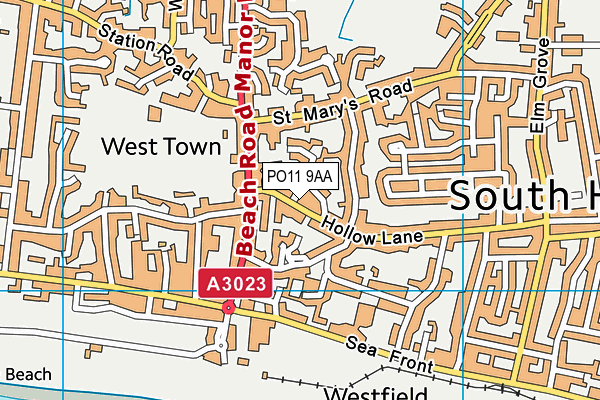 PO11 9AA map - OS VectorMap District (Ordnance Survey) PO11 9AA map - OS VectorMap District (Ordnance Survey)