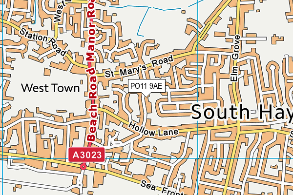 PO11 9AE map - OS VectorMap District (Ordnance Survey) PO11 9AE map - OS VectorMap District (Ordnance Survey)