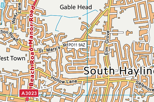 PO11 9AZ map - OS VectorMap District (Ordnance Survey) PO11 9AZ map - OS VectorMap District (Ordnance Survey)