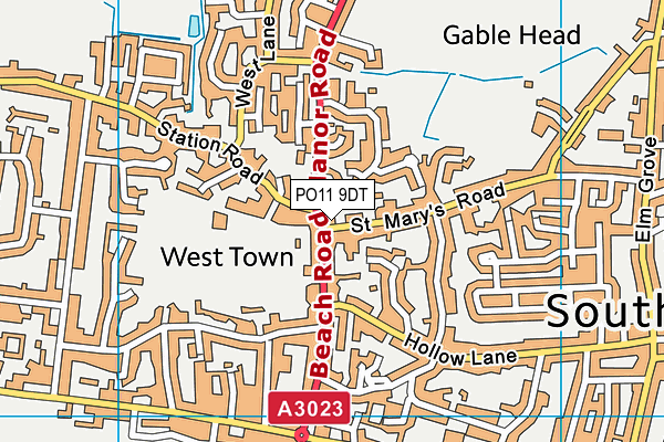 PO11 9DT map - OS VectorMap District (Ordnance Survey)