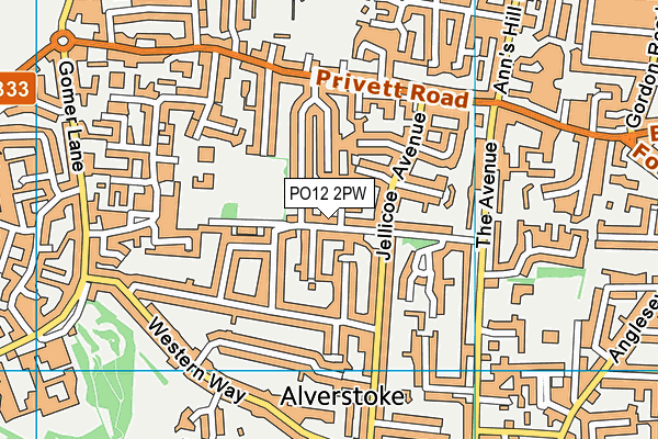 PO12 2PW map - OS VectorMap District (Ordnance Survey) PO12 2PW map - OS VectorMap District (Ordnance Survey)