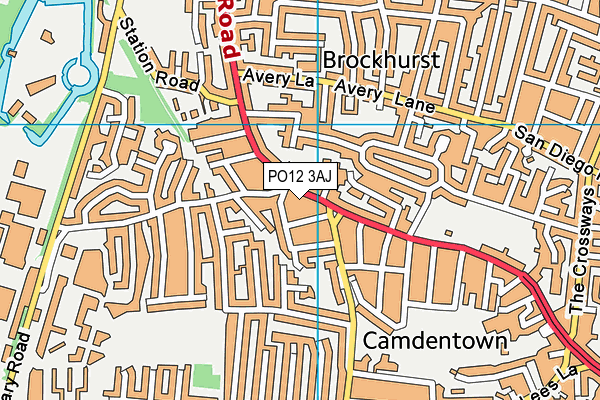 PO12 3AJ map - OS VectorMap District (Ordnance Survey)