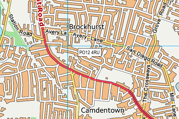 PO12 4RU map - OS VectorMap District (Ordnance Survey)