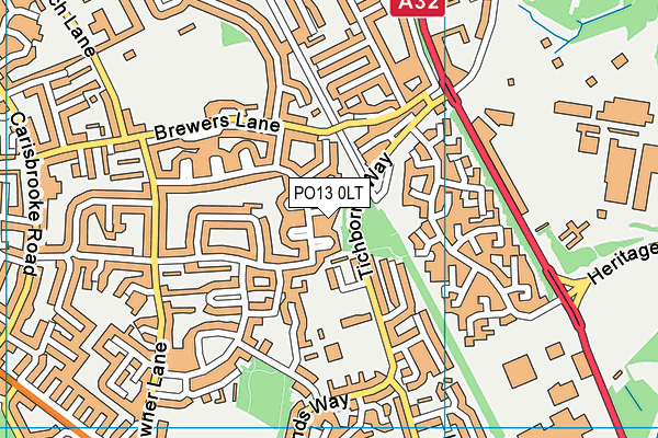 PO13 0LT map - OS VectorMap District (Ordnance Survey) PO13 0LT map - OS VectorMap District (Ordnance Survey)