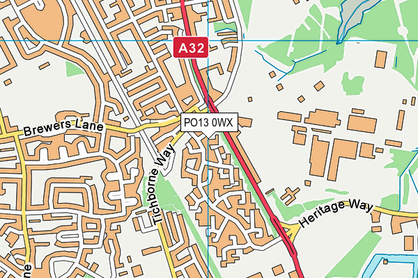 PO13 0WX map - OS VectorMap District (Ordnance Survey) PO13 0WX map - OS VectorMap District (Ordnance Survey)