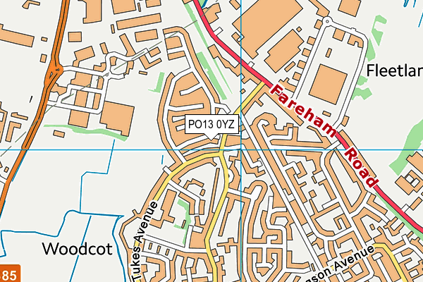 PO13 0YZ map - OS VectorMap District (Ordnance Survey) PO13 0YZ map - OS VectorMap District (Ordnance Survey)