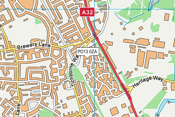 PO13 0ZA map - OS VectorMap District (Ordnance Survey)