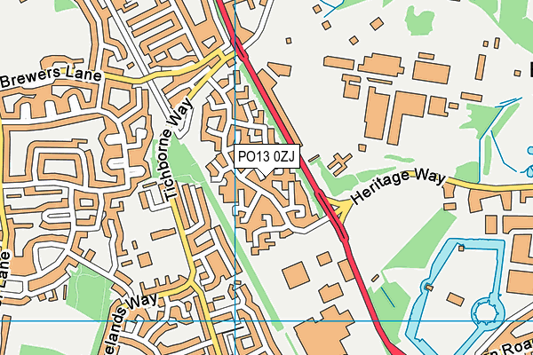 PO13 0ZJ map - OS VectorMap District (Ordnance Survey) PO13 0ZJ map - OS VectorMap District (Ordnance Survey)