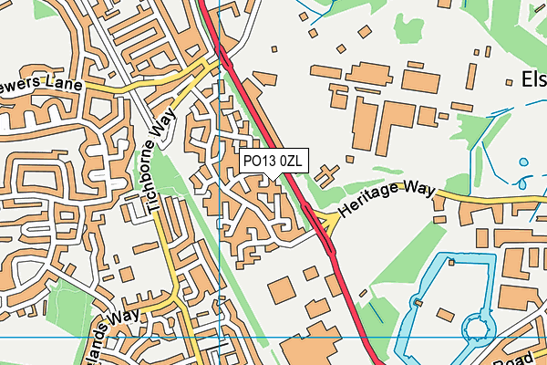 PO13 0ZL map - OS VectorMap District (Ordnance Survey) PO13 0ZL map - OS VectorMap District (Ordnance Survey)
