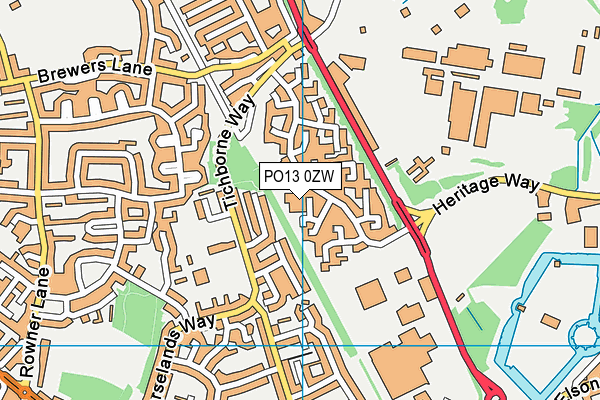 PO13 0ZW map - OS VectorMap District (Ordnance Survey) PO13 0ZW map - OS VectorMap District (Ordnance Survey)