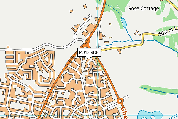 PO13 9DE map - OS VectorMap District (Ordnance Survey)