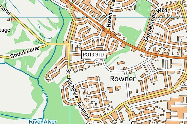 PO13 9TD map - OS VectorMap District (Ordnance Survey) PO13 9TD map - OS VectorMap District (Ordnance Survey)