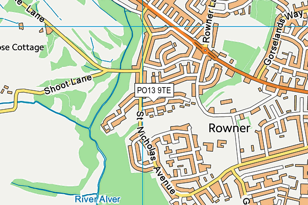 PO13 9TE map - OS VectorMap District (Ordnance Survey) PO13 9TE map - OS VectorMap District (Ordnance Survey)