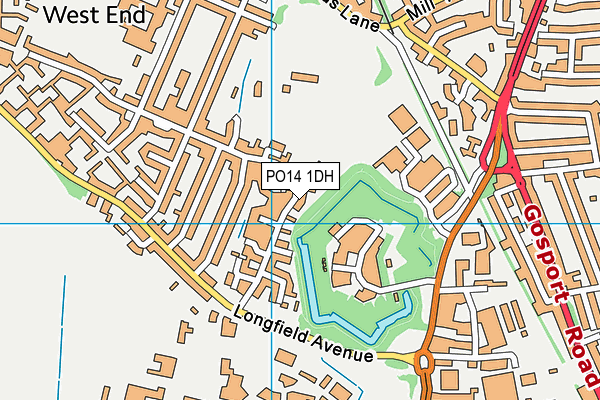 PO14 1DH map - OS VectorMap District (Ordnance Survey)