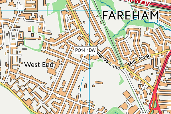 PO14 1DW map - OS VectorMap District (Ordnance Survey) PO14 1DW map - OS VectorMap District (Ordnance Survey)