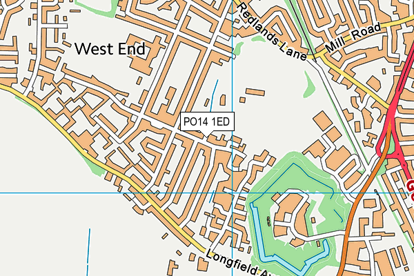 PO14 1ED map - OS VectorMap District (Ordnance Survey) PO14 1ED map - OS VectorMap District (Ordnance Survey)