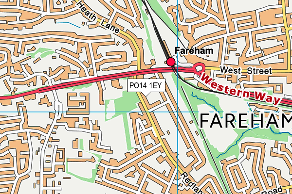 PO14 1EY map - OS VectorMap District (Ordnance Survey) PO14 1EY map - OS VectorMap District (Ordnance Survey)