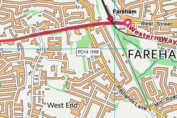 PO14 1HW map - OS VectorMap District (Ordnance Survey) PO14 1HW map - OS VectorMap District (Ordnance Survey)