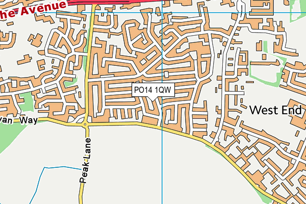PO14 1QW map - OS VectorMap District (Ordnance Survey) PO14 1QW map - OS VectorMap District (Ordnance Survey)