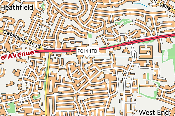 PO14 1TD map - OS VectorMap District (Ordnance Survey) PO14 1TD map - OS VectorMap District (Ordnance Survey)