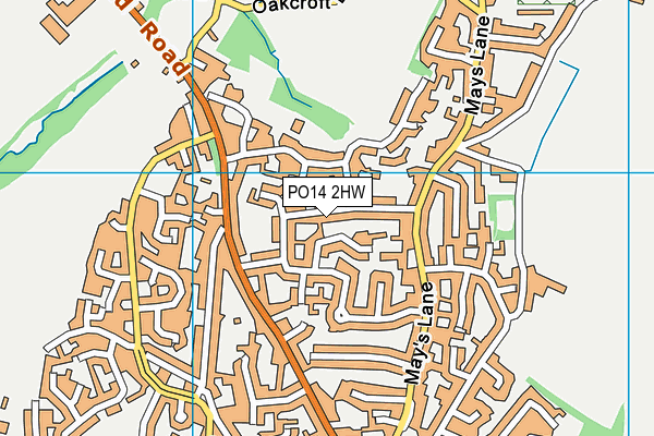 PO14 2HW map - OS VectorMap District (Ordnance Survey) PO14 2HW map - OS VectorMap District (Ordnance Survey)