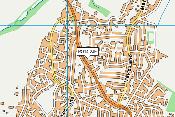 PO14 2JE map - OS VectorMap District (Ordnance Survey) PO14 2JE map - OS VectorMap District (Ordnance Survey)