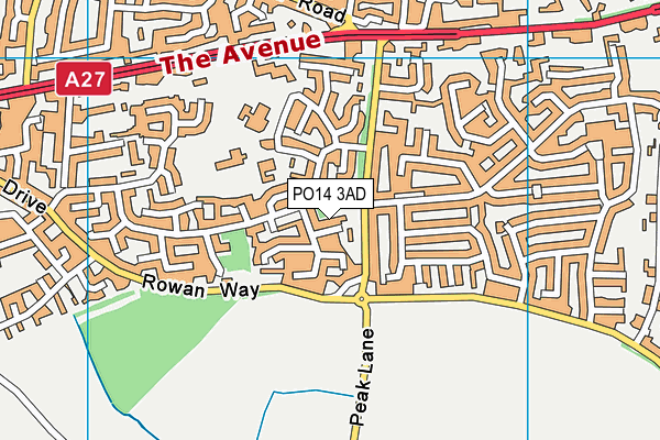 PO14 3AD map - OS VectorMap District (Ordnance Survey)