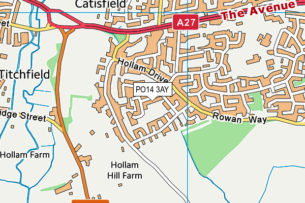 PO14 3AY map - OS VectorMap District (Ordnance Survey) PO14 3AY map - OS VectorMap District (Ordnance Survey)