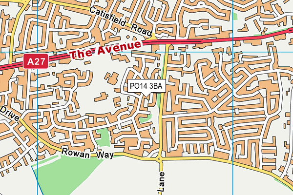 PO14 3BA map - OS VectorMap District (Ordnance Survey) PO14 3BA map - OS VectorMap District (Ordnance Survey)