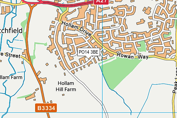 PO14 3BE map - OS VectorMap District (Ordnance Survey) PO14 3BE map - OS VectorMap District (Ordnance Survey)