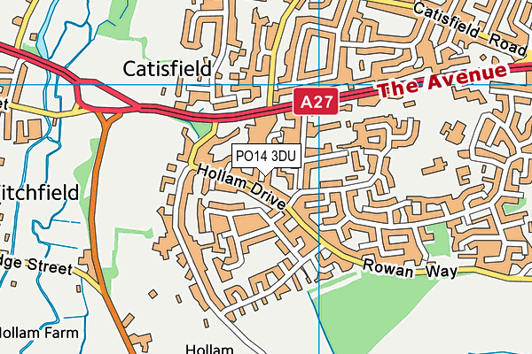 PO14 3DU map - OS VectorMap District (Ordnance Survey) PO14 3DU map - OS VectorMap District (Ordnance Survey)