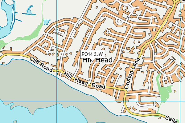 PO14 3JW map - OS VectorMap District (Ordnance Survey)