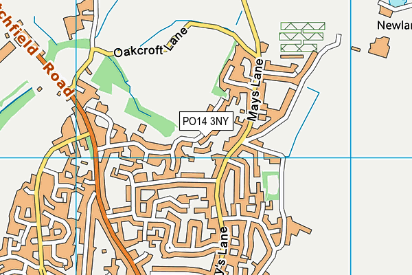 PO14 3NY map - OS VectorMap District (Ordnance Survey)