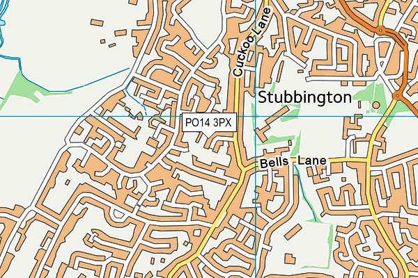 PO14 3PX map - OS VectorMap District (Ordnance Survey)