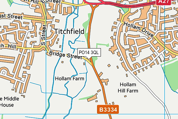 PO14 3QL map - OS VectorMap District (Ordnance Survey) PO14 3QL map - OS VectorMap District (Ordnance Survey)