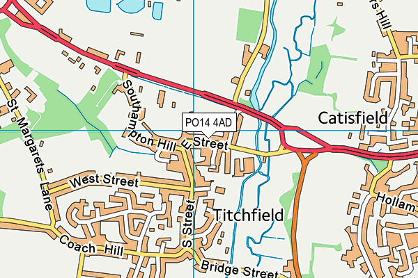 PO14 4AD map - OS VectorMap District (Ordnance Survey)