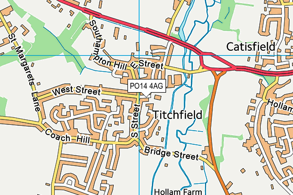 PO14 4AG map - OS VectorMap District (Ordnance Survey) PO14 4AG map - OS VectorMap District (Ordnance Survey)