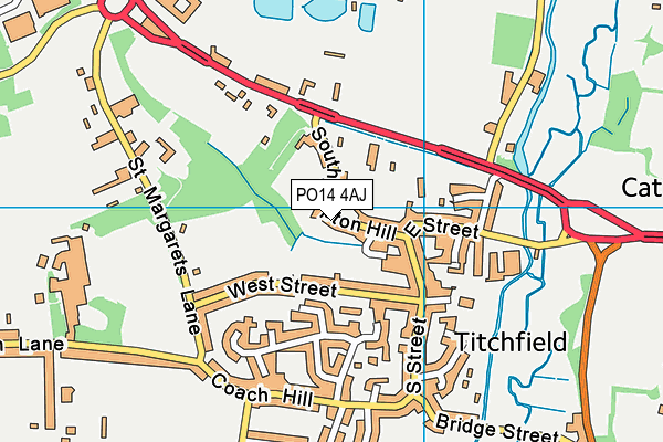 PO14 4AJ map - OS VectorMap District (Ordnance Survey) PO14 4AJ map - OS VectorMap District (Ordnance Survey)