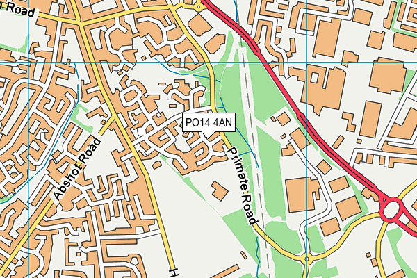 PO14 4AN map - OS VectorMap District (Ordnance Survey)