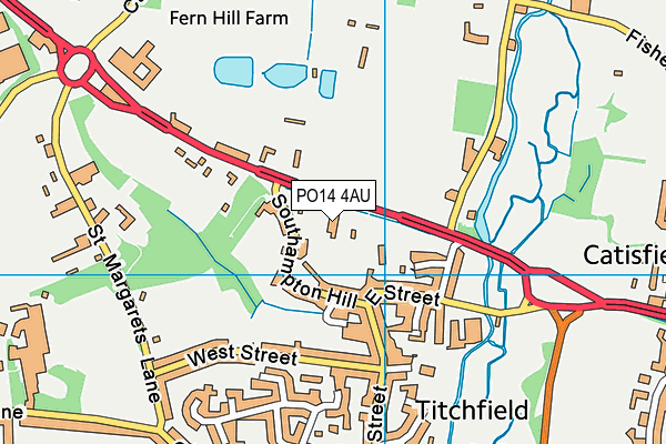 PO14 4AU map - OS VectorMap District (Ordnance Survey) PO14 4AU map - OS VectorMap District (Ordnance Survey)