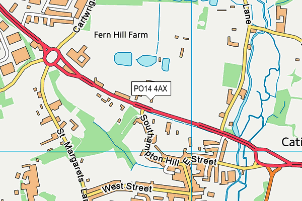 PO14 4AX map - OS VectorMap District (Ordnance Survey) PO14 4AX map - OS VectorMap District (Ordnance Survey)