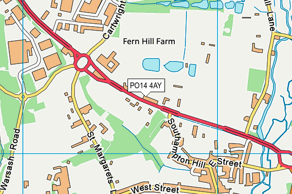 PO14 4AY map - OS VectorMap District (Ordnance Survey) PO14 4AY map - OS VectorMap District (Ordnance Survey)