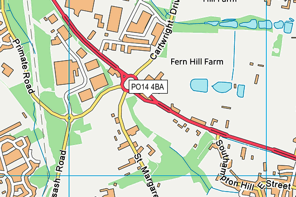PO14 4BA map - OS VectorMap District (Ordnance Survey) PO14 4BA map - OS VectorMap District (Ordnance Survey)