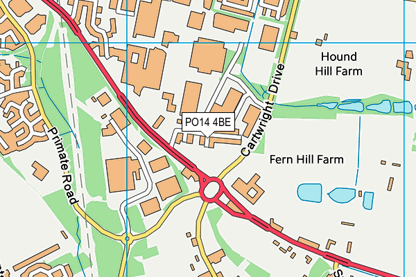 PO14 4BE map - OS VectorMap District (Ordnance Survey) PO14 4BE map - OS VectorMap District (Ordnance Survey)